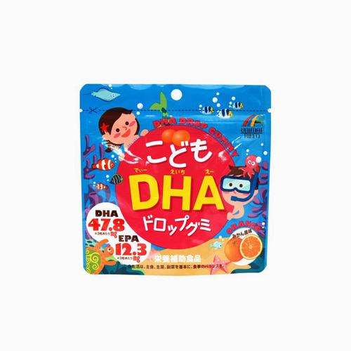 [간편일본직구][UNIMAT RIKEN] 유니맛토 어린이 DHA 드롭구미 영양젤리 귤맛 90정